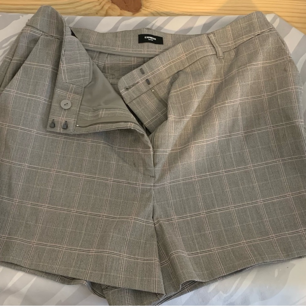 Express Editor Plaid Trousers in Gray and Pink